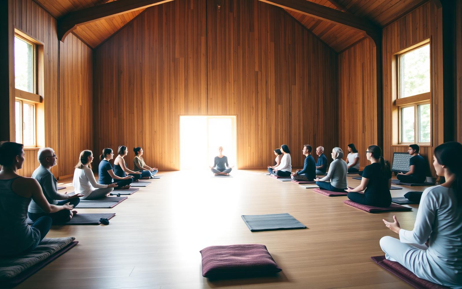 A circle of practitioners in meditation